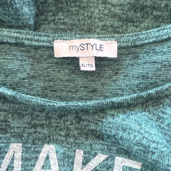 Teal Graphic Tee with Silver Text - Picture 3 of 5